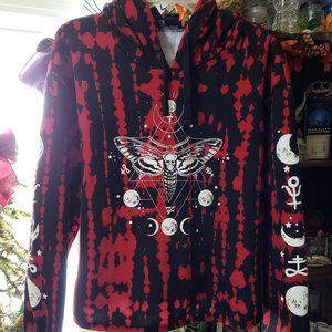 Black & Red Alchemy Moth Tie-Dye Hoodie